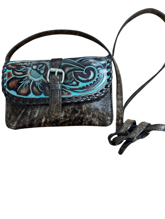 Handbags - Patricia Nash Torri Crossbody Bag Tooled Turquoise Leather Western Purse